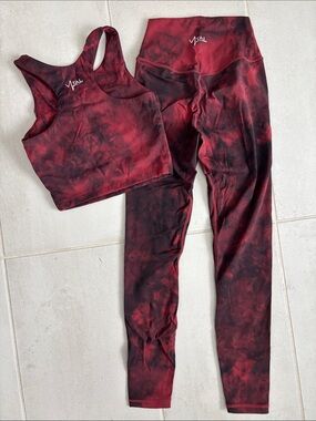 Women's Red Tie-Dye Sports Bra and Legging Set